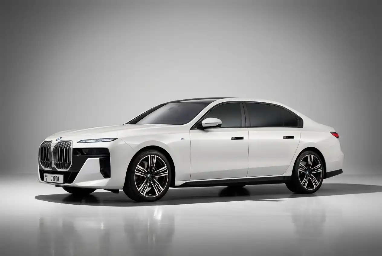 Bmw 735i 2025 White rental in Dubai thumbnail 2