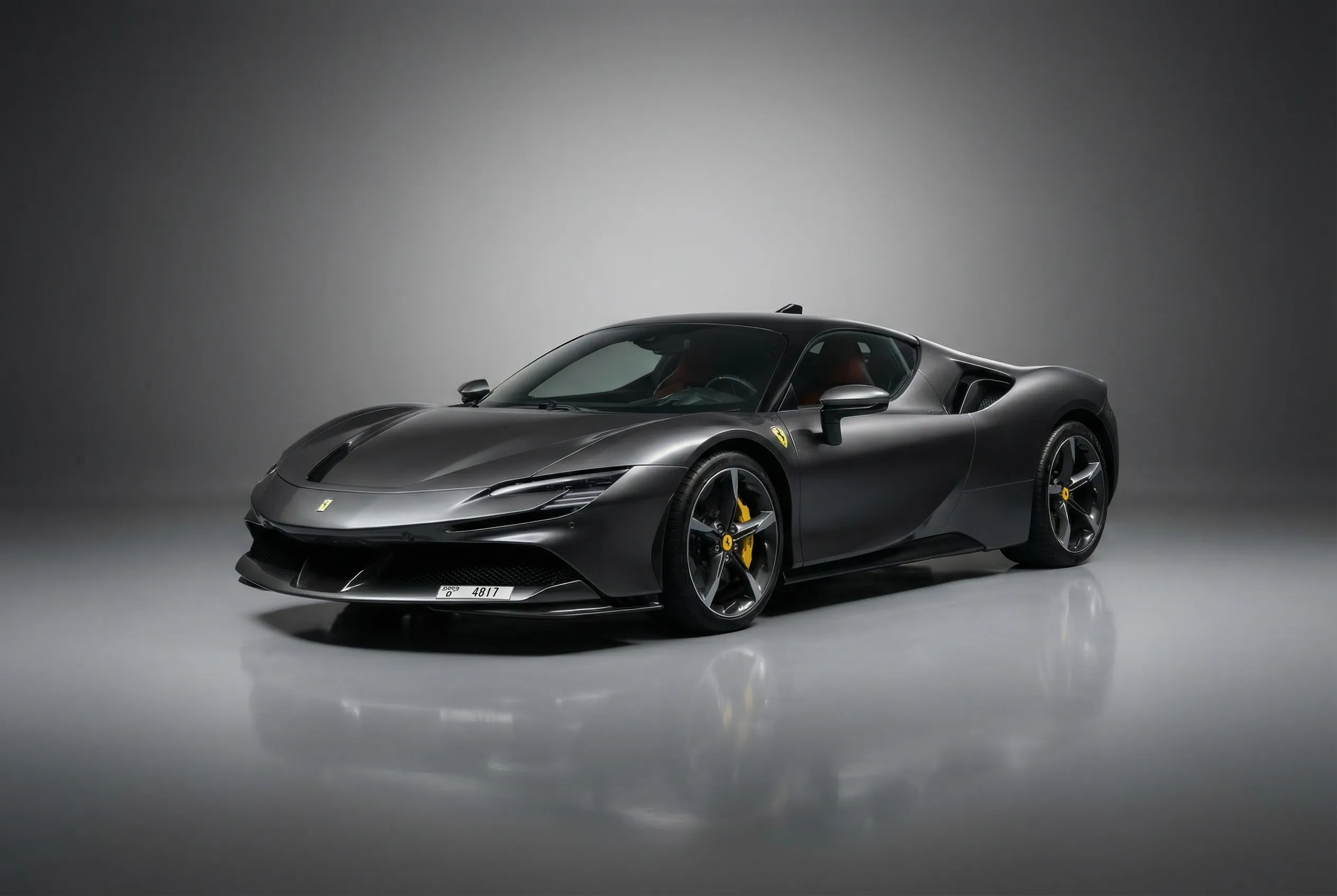 Ferrari Sf90 Stradale 2021 Grey rental in Dubai thumbnail 2