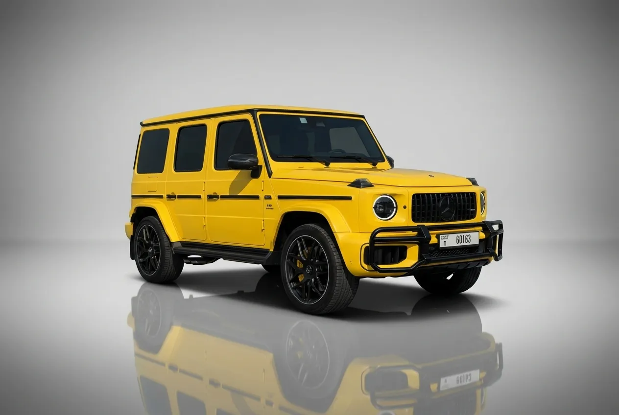 Mercedes G63 2025 Yellow rental in Dubai thumbnail 4