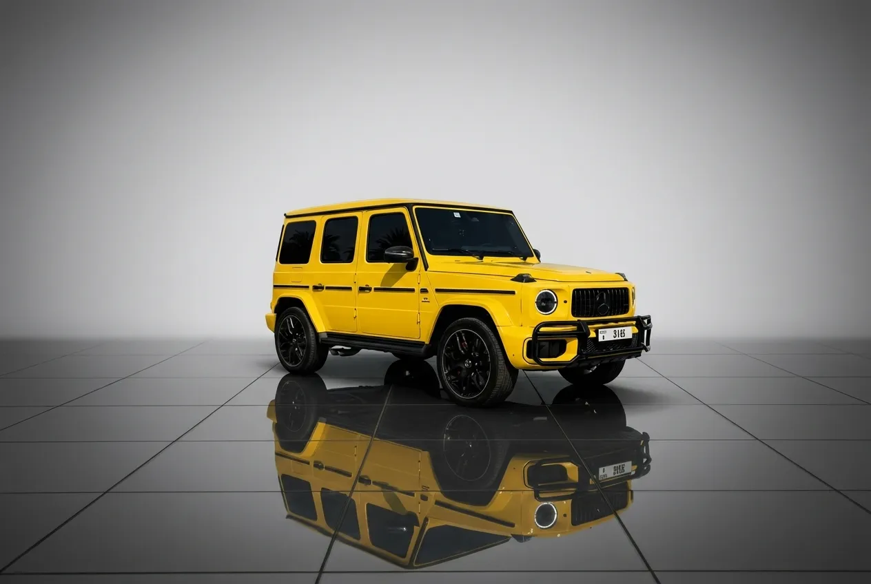 Mercedes G63 2025 Yellow rental in Dubai thumbnail 2